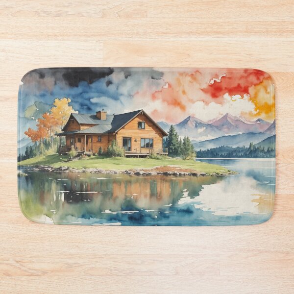 Item preview, 001 Cabin House Watercolor Painting designed and sold by Alexis Art Collection.