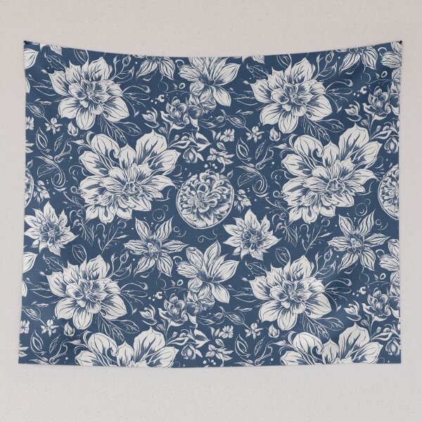 Item preview, watercolour blue flower pattern  designed and sold by RidaSalArt.