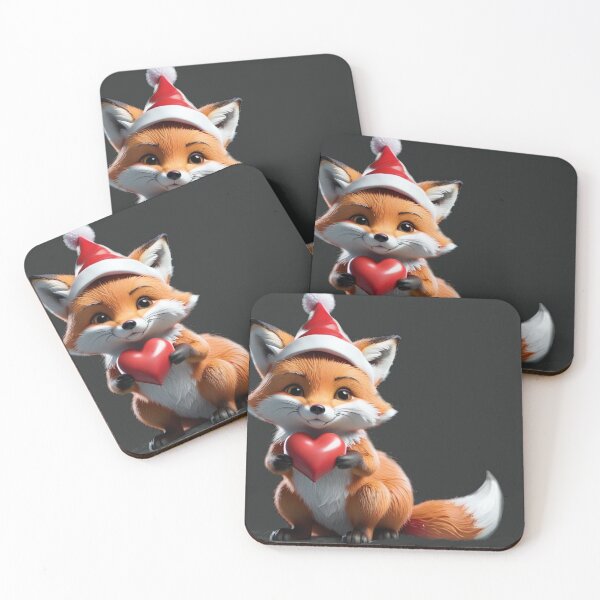 Item preview, Fox in Santa's hat with a red heart. Funny Christmas animals /1 designed and sold by My-fake-places.