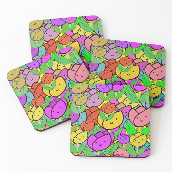 Item preview, Bright and Colorful Kawaii Tulips Pattern designed and sold by Victoria Rose.