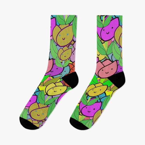 Item preview, Bright and Colorful Kawaii Tulips Pattern designed and sold by Victoria Rose.