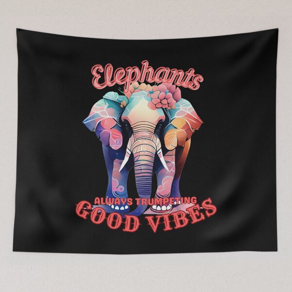 Item preview, Elephants: Always Trumpeting Good Vibes. colorful elephant designed and sold by ElephantVibes.