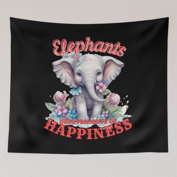 Item preview, Elephants: Heavyweights of Happiness. colorful elephant designed and sold by ElephantVibes.