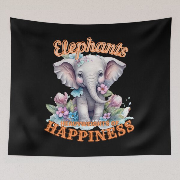Item preview, Elephants: Heavyweights of Happiness. elephant portrait designed and sold by ElephantVibes.