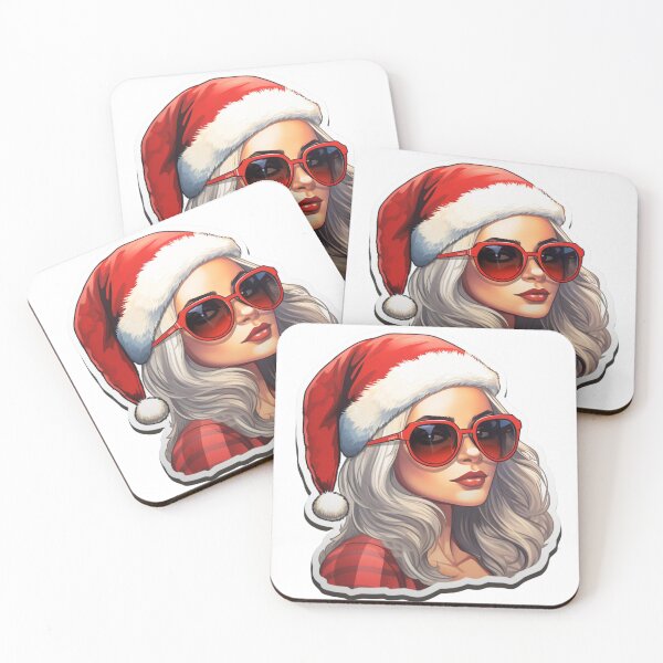 Item preview, Santa Girl In Glasses | Sticker designed and sold by NicolasGlowArt.