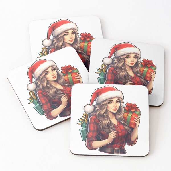 Item preview, Christmas Santa Girl With Presents | Sticker designed and sold by NicolasGlowArt.