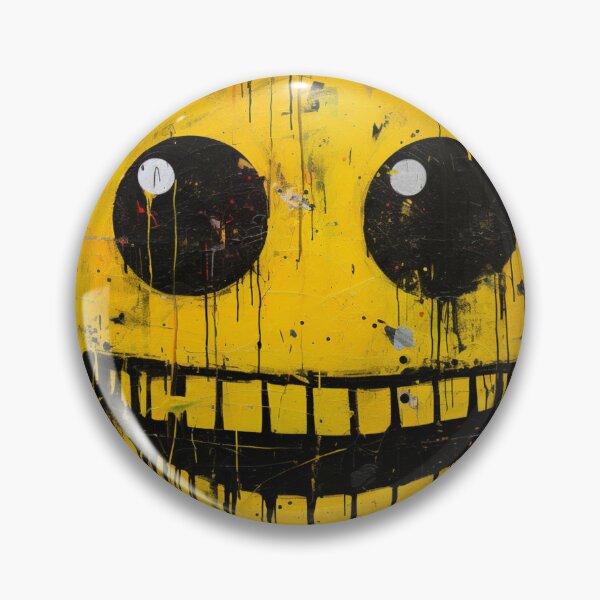 Item preview, Street Art Round Yellow Grinning Face Black Yellow White designed and sold by G-M-Designs.