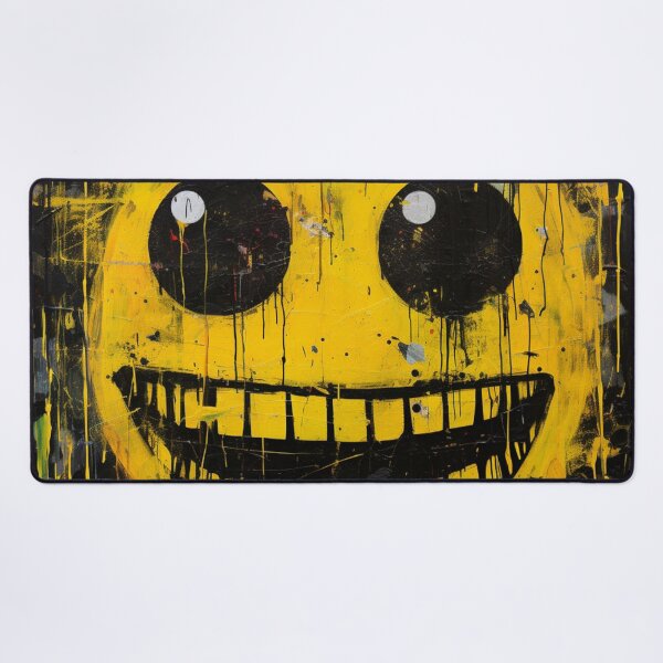 Item preview, Street Art Round Yellow Grinning Face Black Yellow White designed and sold by G-M-Designs.
