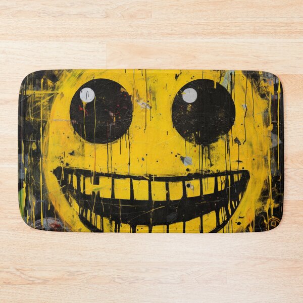 Item preview, Street Art Round Yellow Grinning Face Black Yellow White designed and sold by G-M-Designs.