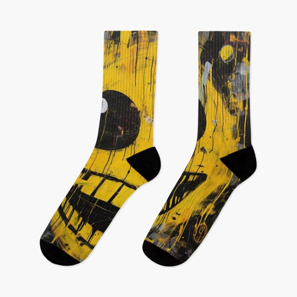 Item preview, Street Art Round Yellow Grinning Face Black Yellow White designed and sold by G-M-Designs.