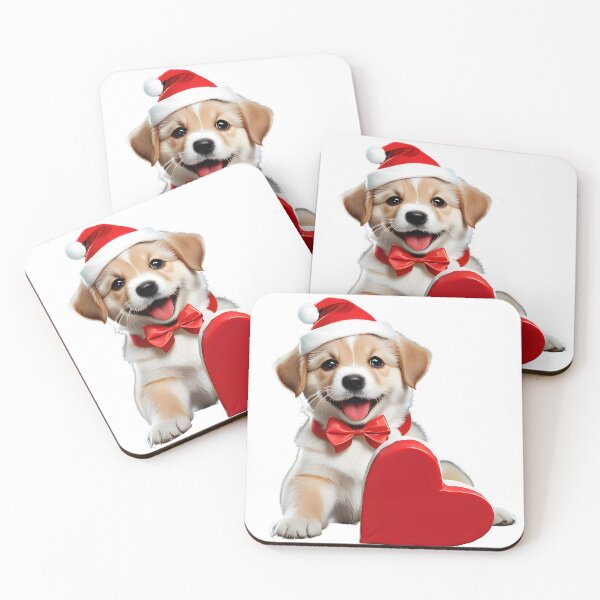 Item preview, A dog in a Santa hat and heart -Christmas pattern designed and sold by My-fake-places.