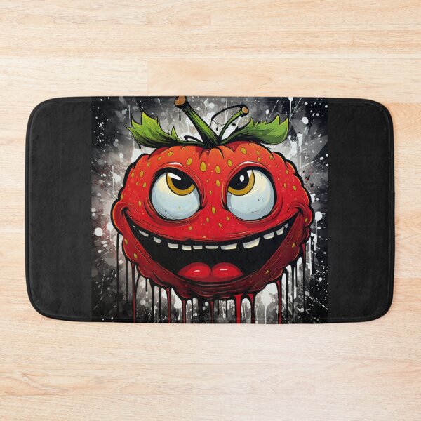 Item preview, Round evil grinning strawberry face black red green white designed and sold by G-M-Designs.