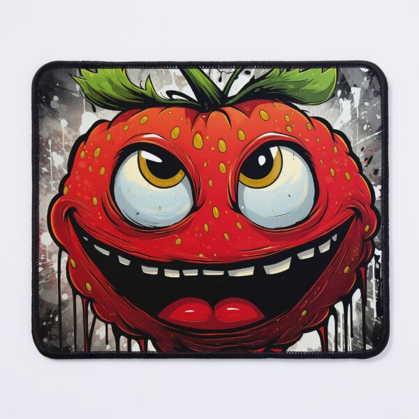Item preview, Round evil grinning strawberry face black red green white designed and sold by G-M-Designs.