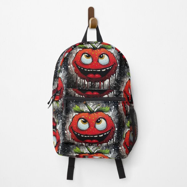 Item preview, Round evil grinning strawberry face black red green white designed and sold by G-M-Designs.