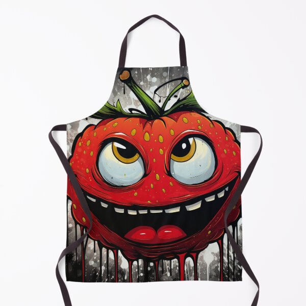 Item preview, Round evil grinning strawberry face black red green white designed and sold by G-M-Designs.