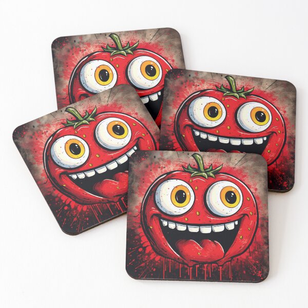 Item preview, Street Art Round Grinning Tomato Face Black Red Green White designed and sold by G-M-Designs.