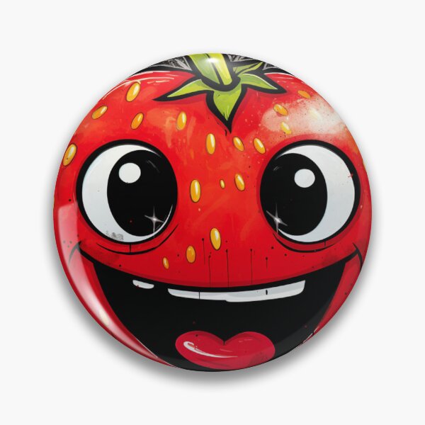 Item preview, Street Art Round Grinning Strawberry Face Black Red Green White designed and sold by G-M-Designs.