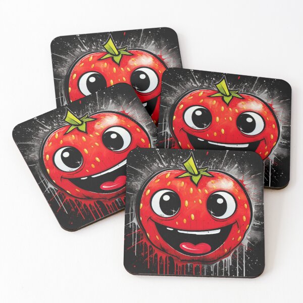 Item preview, Street Art Round Grinning Strawberry Face Black Red Green White designed and sold by G-M-Designs.