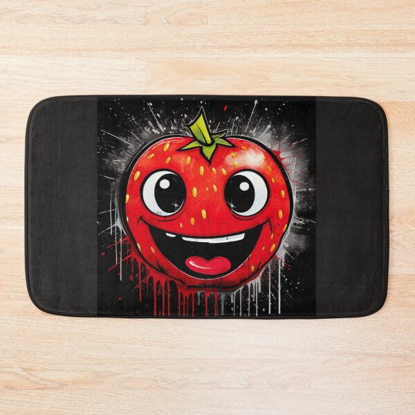Item preview, Street Art Round Grinning Strawberry Face Black Red Green White designed and sold by G-M-Designs.