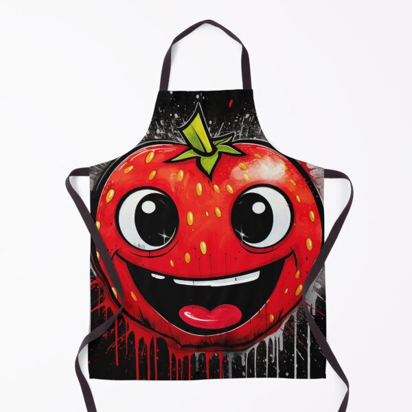 Item preview, Street Art Round Grinning Strawberry Face Black Red Green White designed and sold by G-M-Designs.