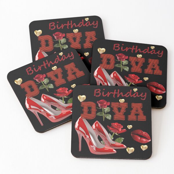 Item preview, Birthday Diva - Red roses, high heels, hearts and lip designed and sold by WallGemsArt.