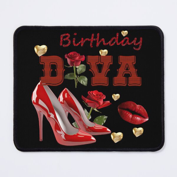 Item preview, Birthday Diva - Red roses, high heels, hearts and lip designed and sold by WallGemsArt.
