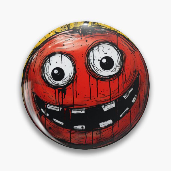 Item preview, Street Art Round Grinning Tomato Face Black Red Yellow White designed and sold by G-M-Designs.