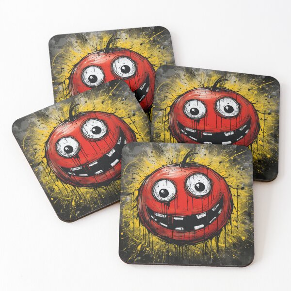 Item preview, Street Art Round Grinning Tomato Face Black Red Yellow White designed and sold by G-M-Designs.