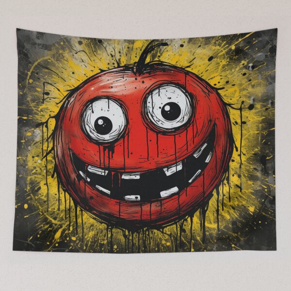 Item preview, Street Art Round Grinning Tomato Face Black Red Yellow White designed and sold by G-M-Designs.