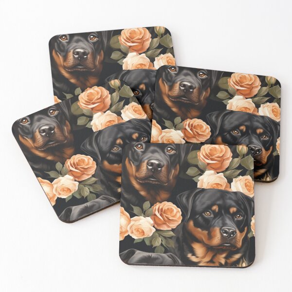 Item preview, Rottweiler And Roses Pattern designed and sold by Nocturne  Paws.