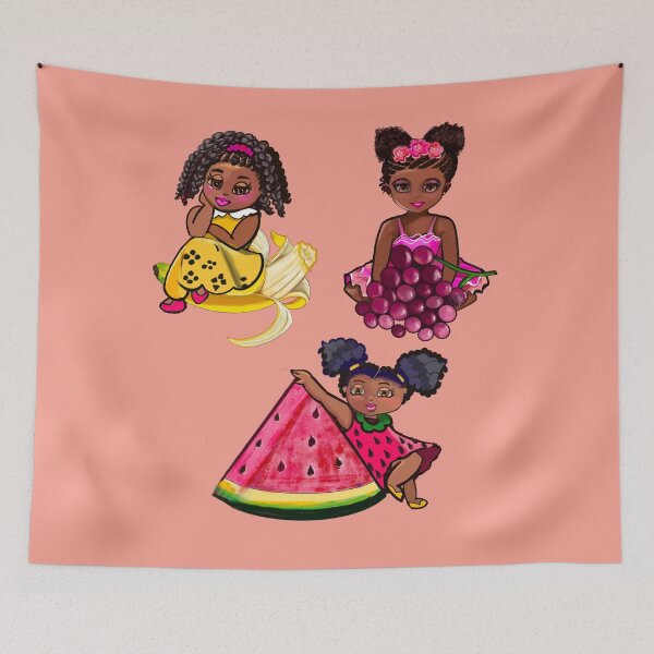 Item preview, Cute anime girls African American, Black girls cottage core fruit aesthetic Natural Afro hair princess designed and sold by Artonmytee.