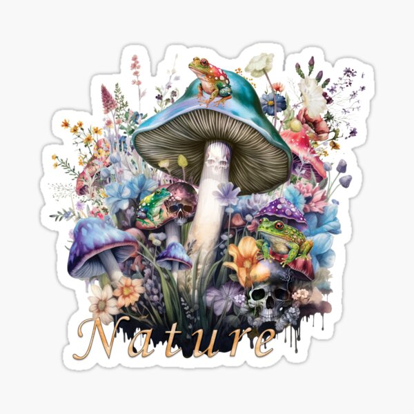 Nature skull mushroom - mind trip  Sticker