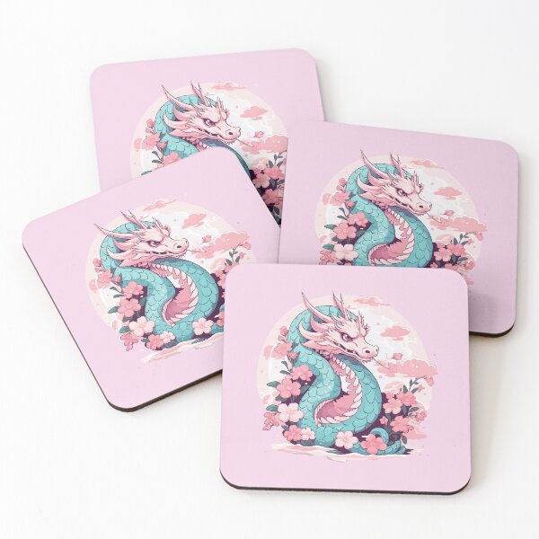 Item preview, Pink Dragon with Flowers designed and sold by SunMoonMilk.