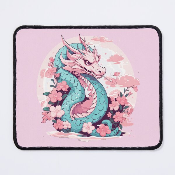 Item preview, Pink Dragon with Flowers designed and sold by SunMoonMilk.