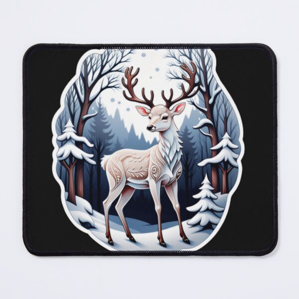 Item preview, cozy winter fantasy white deer designed and sold by aipaint.