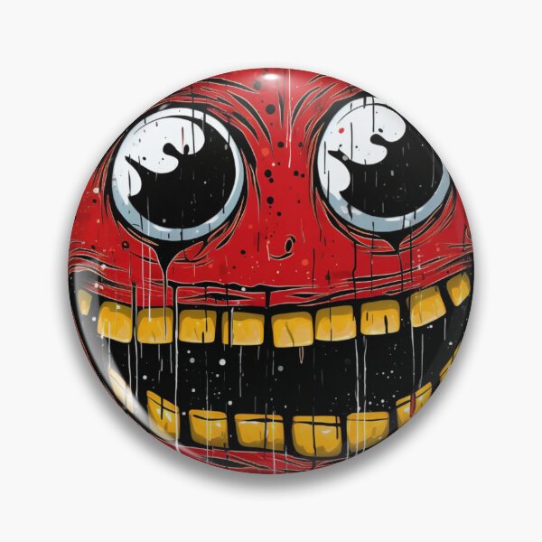 Item preview, Street Art Round Evil Grinning Face Black Red Yellow White designed and sold by G-M-Designs.