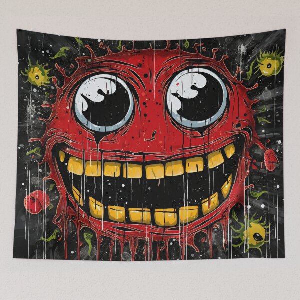 Item preview, Street Art Round Evil Grinning Face Black Red Yellow White designed and sold by G-M-Designs.