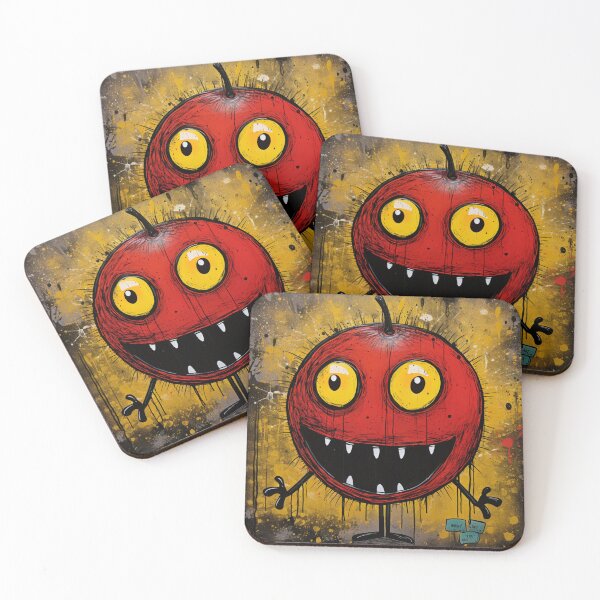 Item preview, Street Art Round grinning fruit face black red yellow white designed and sold by G-M-Designs.
