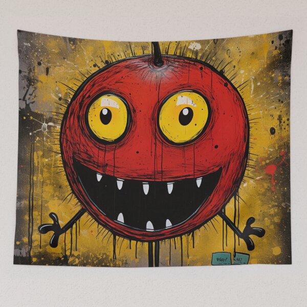 Item preview, Street Art Round grinning fruit face black red yellow white designed and sold by G-M-Designs.