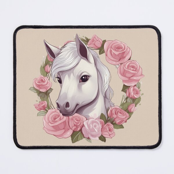 Item preview, White pony in circle with rose designed and sold by ME-World.