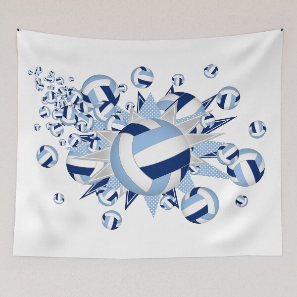 Item preview, Volleyballs & stars light blue dark blue designed and sold by katzdzynes.