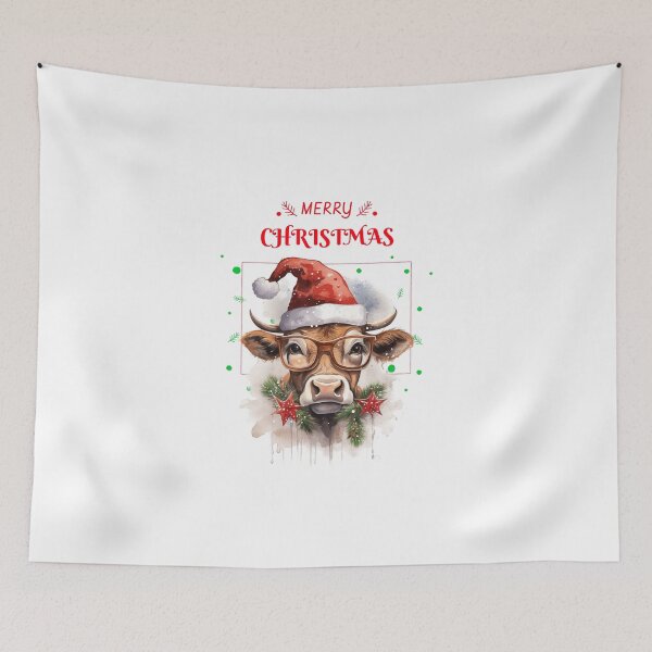 Item preview, Christmas Highland Cow Christmas Cow in Santa Hat  designed and sold by OliveAndSnow.