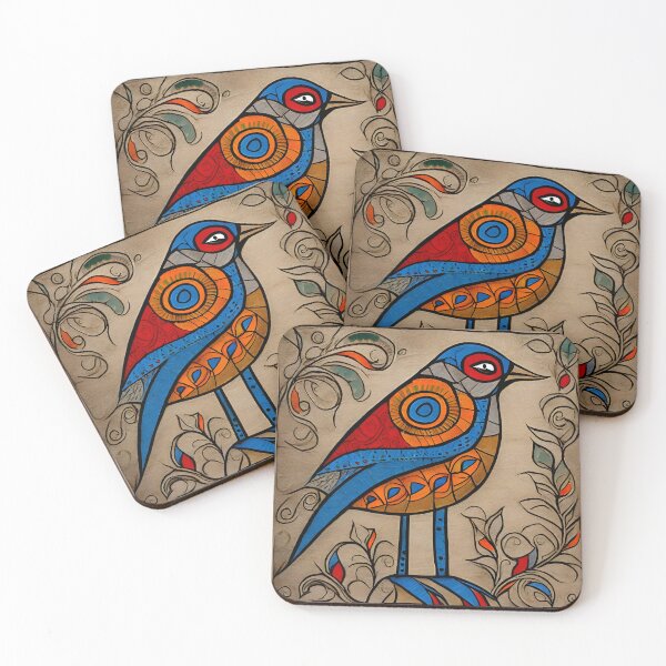 Item preview, Indian traditional bird arts Madhubani style designed and sold by Pride-Casuals.