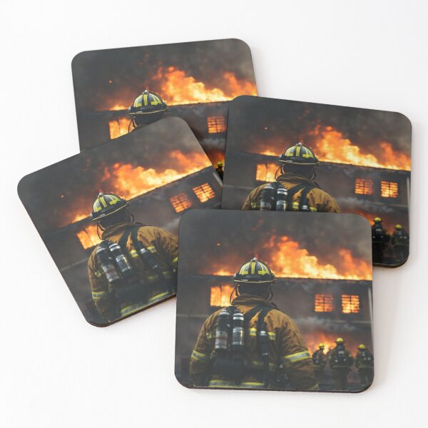 Item preview, Firefighter in front of the burning building designed and sold by stevanovicigor.