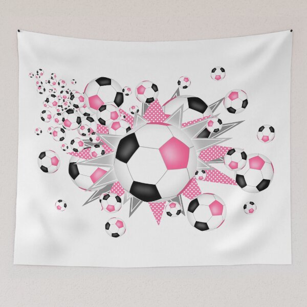 Item preview, pink black soccer balls & stars designed and sold by katzdzynes.