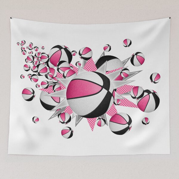 Item preview, pink black basketballs & stars designed and sold by katzdzynes.