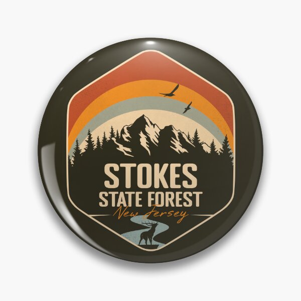 Item preview, Stokes State Forest New Jersey - NJ Vintage Sunset Badge Forest and Wilderness  designed and sold by mountainfad.