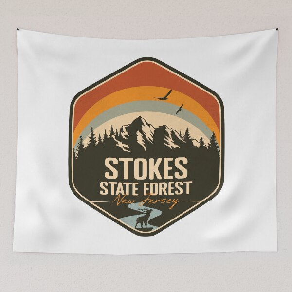 Item preview, Stokes State Forest New Jersey - NJ Vintage Sunset Badge Forest and Wilderness  designed and sold by mountainfad.