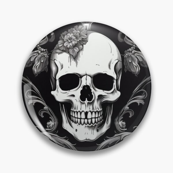 Item preview, Skulls Damask Goth Flowers Pattern designed and sold by GrinGalore.