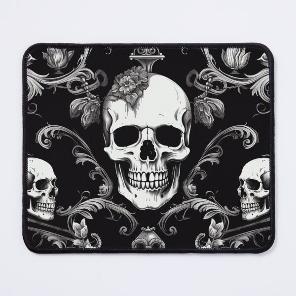 Item preview, Skulls Damask Goth Flowers Pattern designed and sold by GrinGalore.